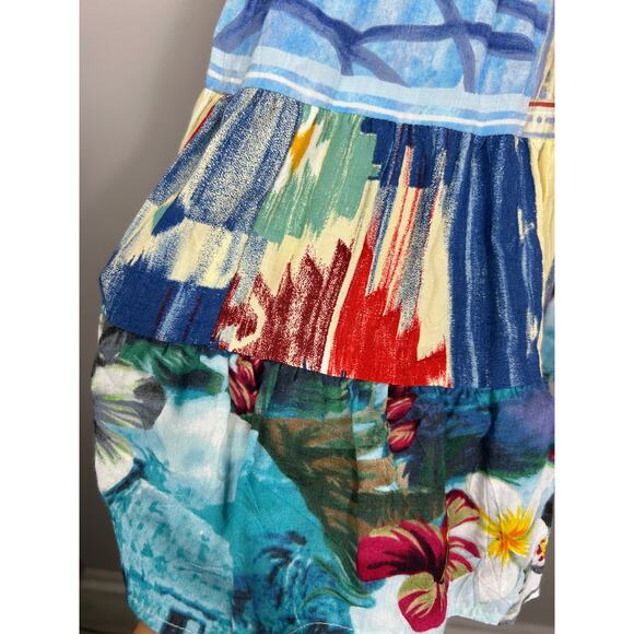 Jams World Hattie Hawaiian Multi Print Tiered Mini Dress XS Tropical - Picture 3 of 7